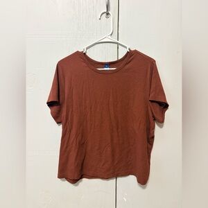 Old Navy Ribbed Rust Brown Short Sleeve Top XXL Soft Stretch Casual Tee